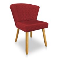 Cadeira Poltrona Vitória Veludo Vermelho Matelassê Pés Palito Castanho - Pallazio