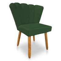 Cadeira Poltrona Flor Veludo Verde Pés Palito Castanho - Pallazio