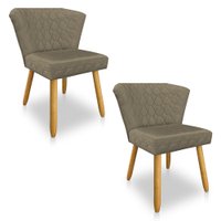 Kit 02 Cadeiras Poltrona Vitória Veludo Cappuccino Matelassê Pés Palito Castanho - Pallazio