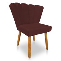 Cadeira Poltrona Flor Veludo Marsala Pés Palito Castanho - Pallazio