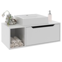 Gabinete 1 Porta Com Cuba Para Banheiro BN3600x44 Branco Tecno Mobili