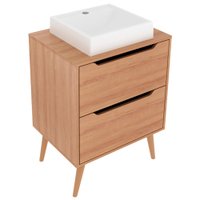 Gabinete 2 Gavetas Com Cuba Para Banheiro BN3600x39 Amendoa Tecno Mobili
