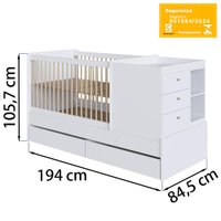 Berço Cama Multifuncional Com Gavetoes BB024 Branco Comm