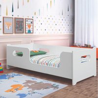 Cama Infantil Montessoriana com Grade Encanto para Colchão 1,50x0,70m Branco Gabrielli