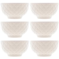 6 Cumbucas de Porcelana Branca 280ml Bowls Lyor Diamond para Iogurte Sobremesa