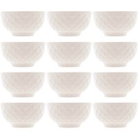 12 Tigelas de Porcelana Branca 280ml Bowls Lyor Diamond para Frutas Molhos Restaurante
