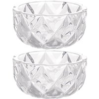 Conjunto 2 Bowls de Cristal Diamond Lyor 270ml para Frutas Petiscos Potinhos Decorativos