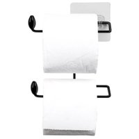Suporte para Papel Higiênico Duplo Preto em Aço com Fixação Adesiva Parede Utimil