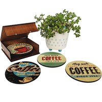 Porta Copos e Xícaras em MDF Coffee 6 Descansos com Caixinha Artesanal Personalizados