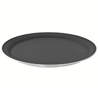 Kit 5 Bandejas Redondas Inox com Antiderrapante Garçom Servir 40cm Tramontina Service Preto
