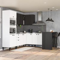 Armário de Cozinha Completa Lótus New Carraro Branco/Preto