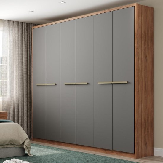 Guarda Roupa Casal 6 Portas Belmont Carraro Freijó/Titânio