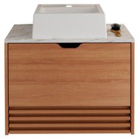 Gabinete Com Cuba Para Banheiro BN3630x13 Amendoa Marmore Branco Tecno Mobili