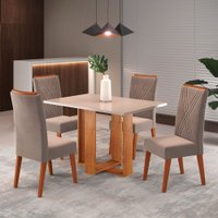 Mesa de Jantar 4 Lugares Nivus Mel/Blonde/Perola - Viero Móveis