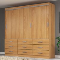 Guarda-Roupa Casal Isabela 3 Portas 9 Gavetas Cinamomo - Evidência Móveis