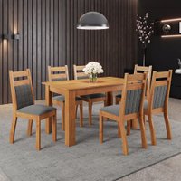 Mesa de Jantar 6 Lugares Ariela Mel/Grafite - Viero Móveis