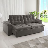 Sófa 4 Lugares Mozart Retrátil e Reclinável Grafite - Viero Móveis