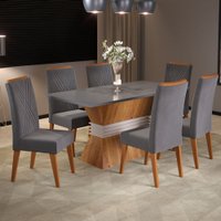 Mesa de Jantar 6 Lugares Celta Mel/Cinza/Grafite - Viero Móveis