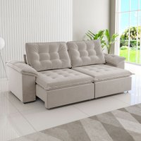 Sófa 4 Lugares Mozart Retrátil e Reclinável Marfim - Viero Móveis