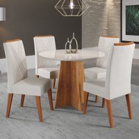 Mesa de Jantar 4 Lugares World com Vidro Mel/Marfim/Off White - Viero Móveis