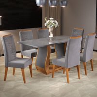 Mesa de Jantar 6 Lugares Corsa Mel/Cinza/Grafite - Viero Móveis