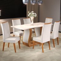 Mesa de Jantar 6 Lugares Corsa Mel/Blonde/Marfim - Viero Móveis