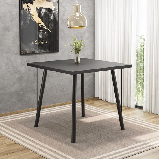Mesa De Jantar Belo Yan 0,80X0,80 Estilo Industrial - Preto