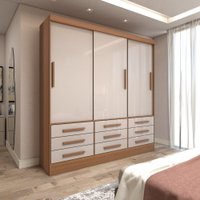 Guarda-Roupa Casal Ferrara 3 Portas 9 Gavetas Cinamomo/Off White - Panorama Móveis