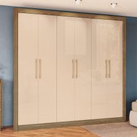Guarda Roupa Casal Kappesberg 6 Portas 2 Gavetas Nogueira Macadâmia