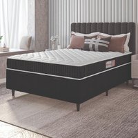 Cama Box Baú Colchão Casal Espuma D33 New Millenium 138x188x60cm Preto / Branco Hellen - Suporta até 120kg por Pessoa