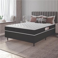 Cama Box Colchão Casal Espuma D33 New Millenium 138x188x57cm Preto / Branco Hellen - Suporta até 120kg por Pessoa