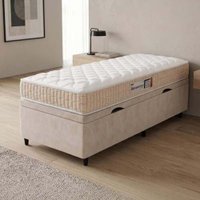 Cama Box Baú Colchão Solteiro Espuma D33 New Millenium 88x188x60cm Branco / Bege Hellen - Suporta até 120kg por Pessoa