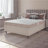 Cama Box Colchão Casal Espuma D33 New Millenium 138x188x57cm Branco / Bege Hellen - Suporta até 120kg por Pessoa