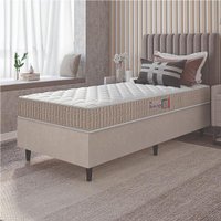 Cama Box Colchão Solteiro Espuma D33 New Millenium 88x188x57cm Branco / Bege Hellen - Suporta até 120kg por Pessoa