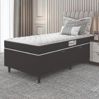 Cama Box Baú Colchão Solteiro Espuma D33 Toronto 88x188x55cm Preto / Branco Hellen - Suporta até 120kg por Pessoa