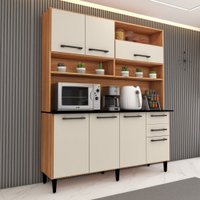 Cozinha Compacta Vitória 7 Portas 2 Gavetas Freijó/Off White - Panorama Móveis