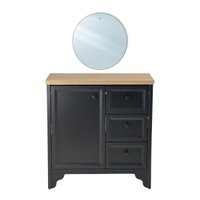 Gabinete Armário Banheiro Ditália c/Tampo+Espelho BN-05 cor:preto