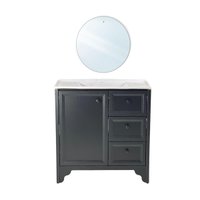 Gabinete Armário Banheiro Ditália c/Pia+Espelho BN-05 cor:preto
