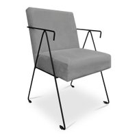 Poltrona Decorativa Taina Suede Grafite Base Metálica Industrial Preto - Pallazio