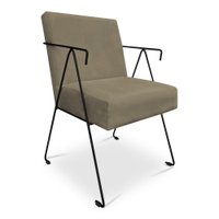 Poltrona Decorativa Taina Suede Marrom Rato Base Metálica Industrial Preto - Pallazio