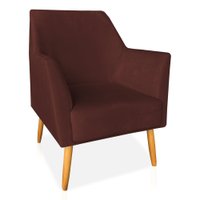 Poltrona Decorativa Julia Veludo Marsala Pés Palito Castanho - Pallazio