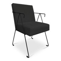 Poltrona Decorativa Taina Suede Preto Base Metálica Industrial Preto - Pallazio