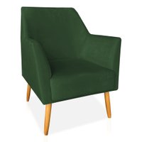Poltrona Decorativa Julia Veludo Verde Pés Palito Castanho - Pallazio