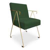 Poltrona Decorativa Taina Suede Verde Base Metálica Industrial Dourado - Pallazio