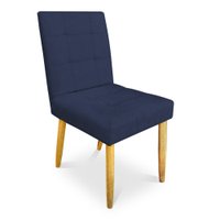 Cadeira de Jantar Bia Suede Azul Marinho Pés Palito Castanho - Pallazio