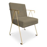 Poltrona Decorativa Taina Suede Marrom Rato Base Metálica Industrial Dourado - Pallazio