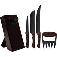 Kit para Churrasco Tramontina Black 5pçs Facas 6' 8' 10' Garra de Urso Suporte Cepo de Madeira