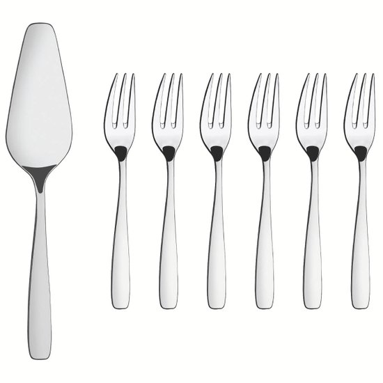 Jogo de Talheres para Torta Tramontina Amazonas Inox para Sobremesa 7pçs Garfinhos e Pá para Bolo