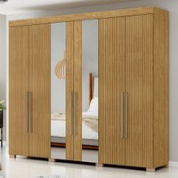 Guarda-Roupa Casal Ita 6 Portas 2 Gavetas com Espelho Flex Marrocos/Off White - Mx Móveis