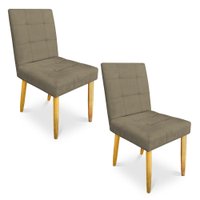 Kit 02 Cadeiras de Jantar Bia Suede Marrom Rato Pés Palito Castanho - Pallazio